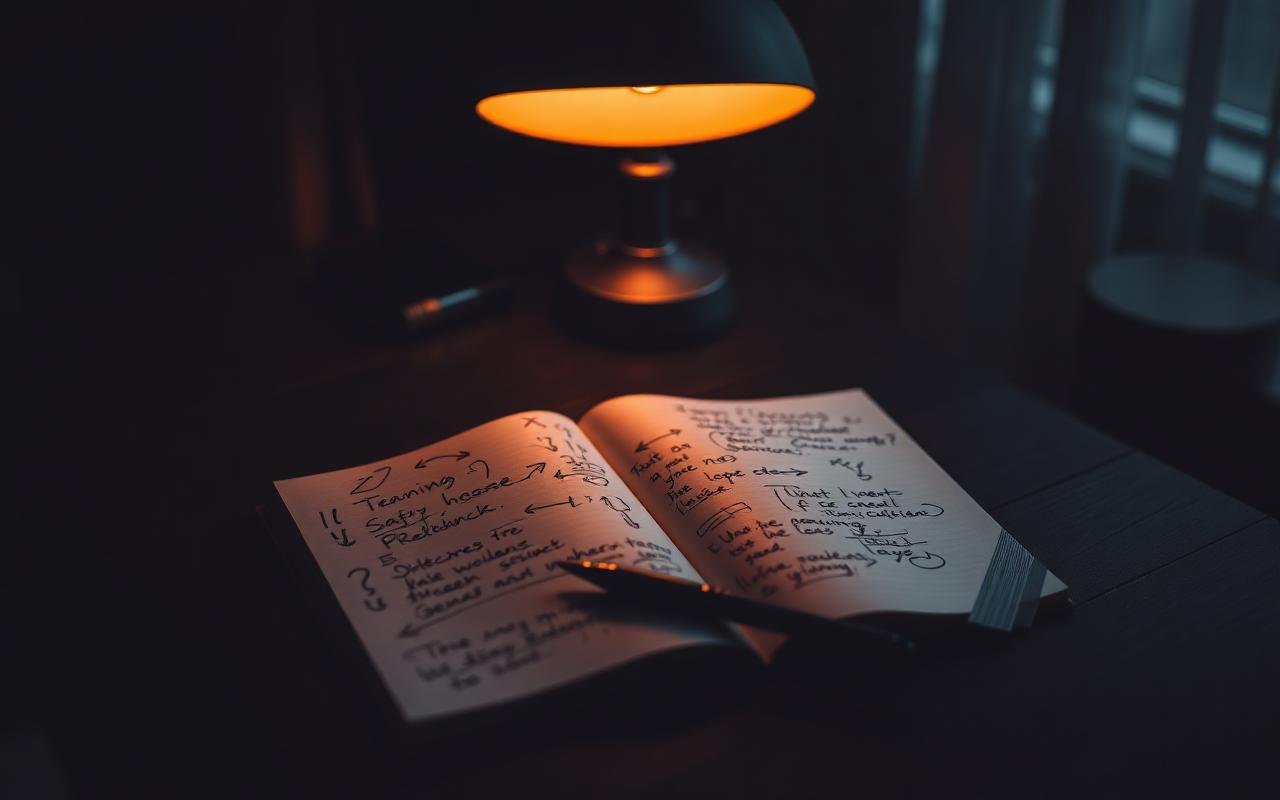 A row of sharpened pencils beside a page of handwritten questions in soft daylight A row of sharpened pencils beside a page of handwritten questions in soft daylight