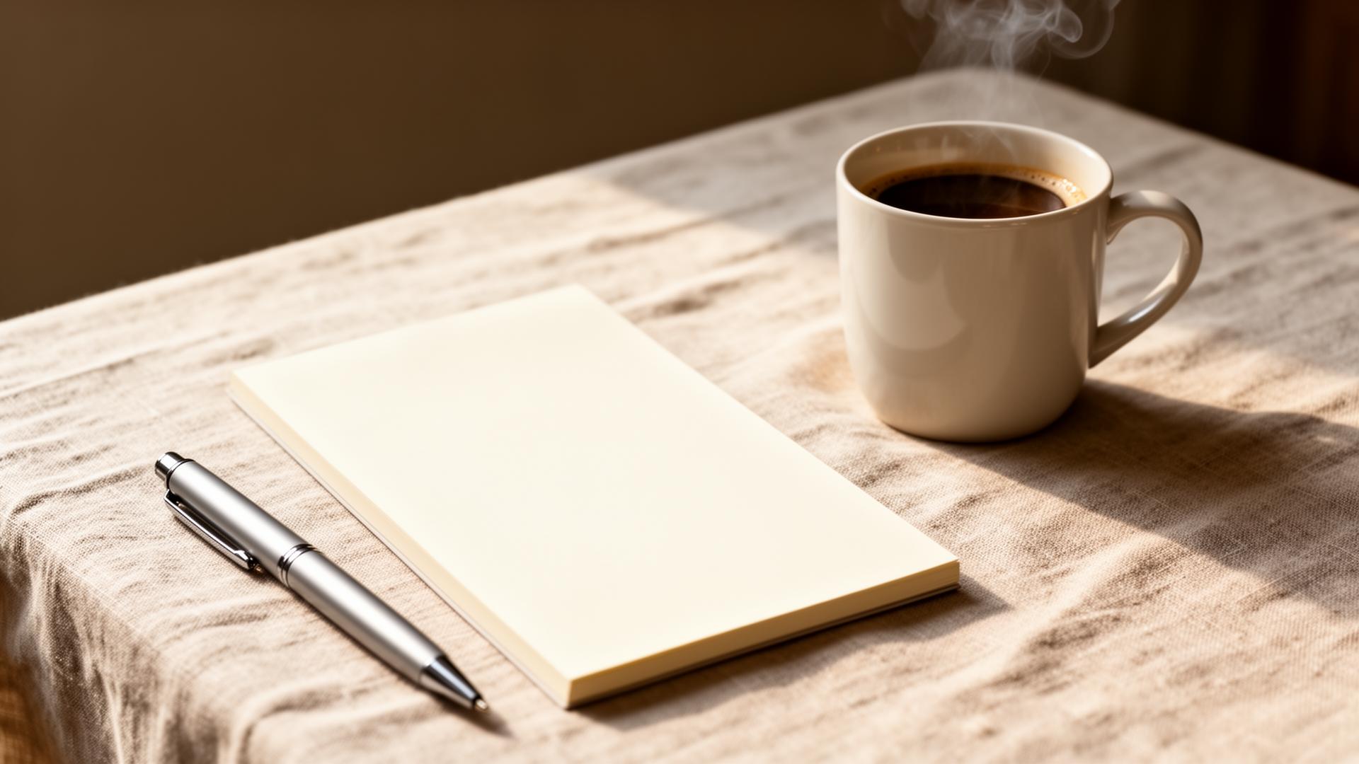 An overflowing handwritten checklist in an open notebook with a fountain pen, soft morning light