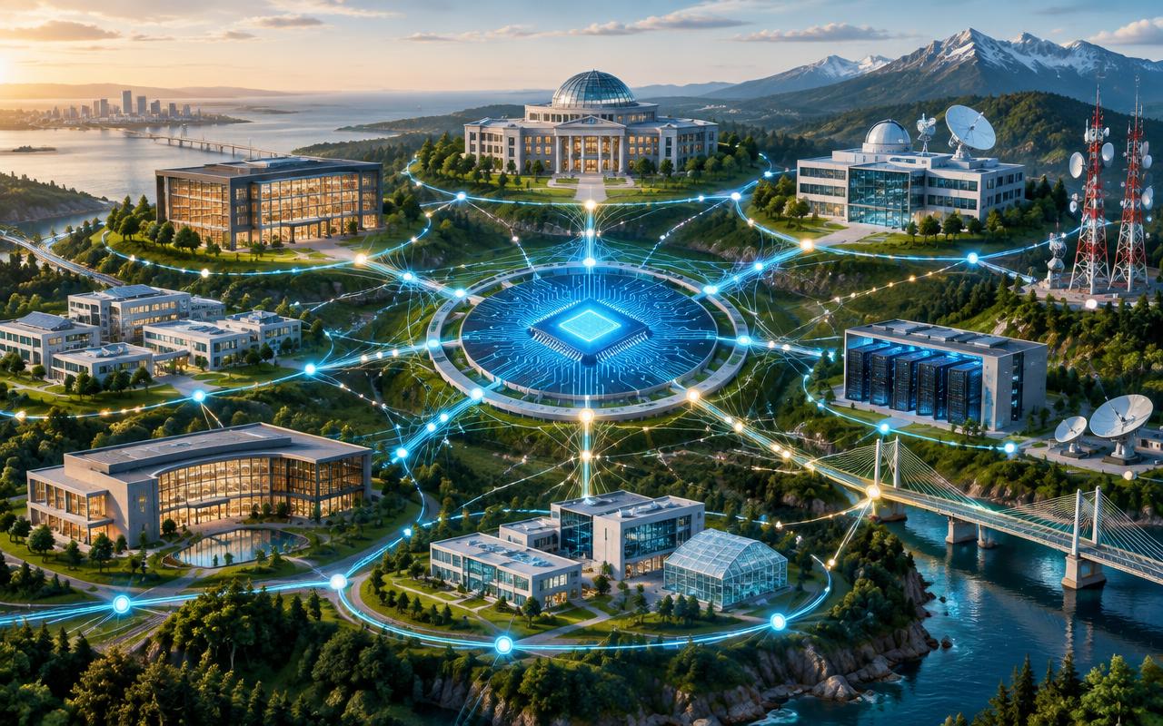 Public institutions connected in a resilient network around an AI core Public institutions connected in a resilient network around an AI core
